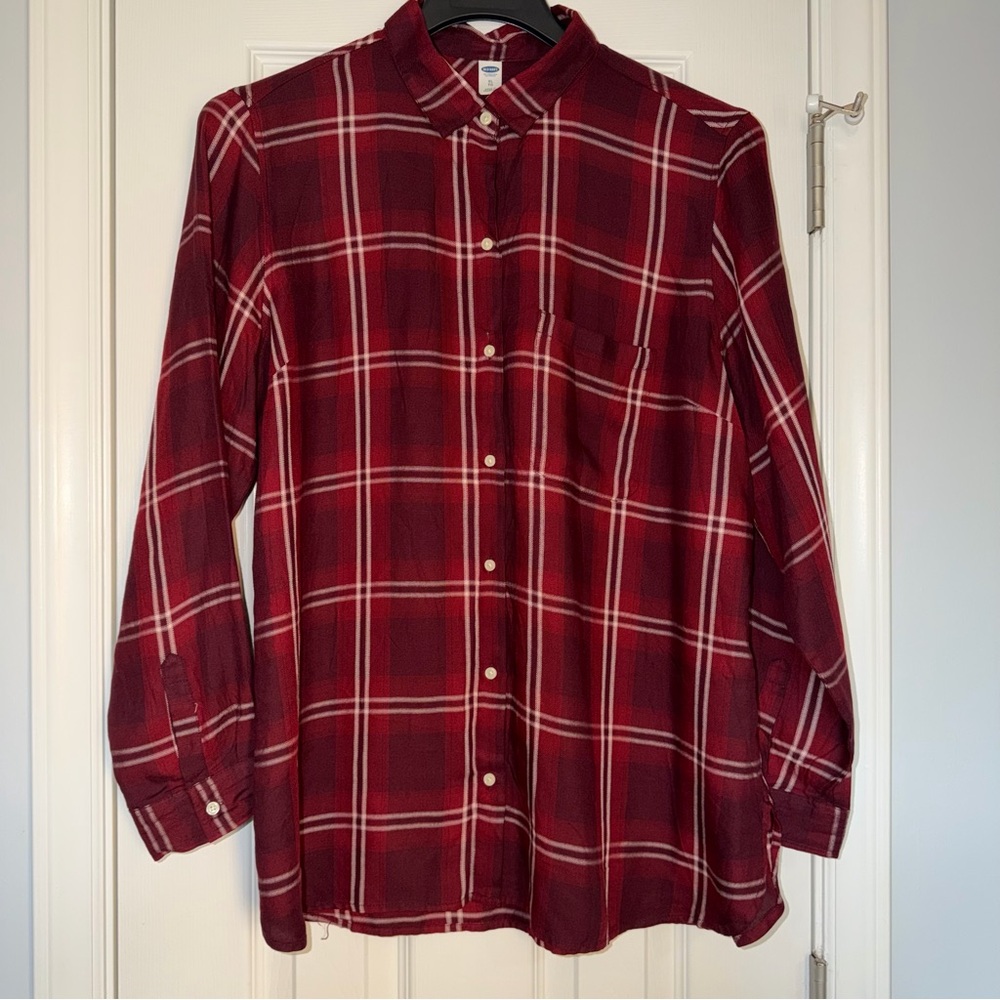 Old Navy Maroon Plaid Button-Up Shirt